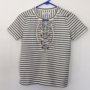 Madewell nautical striped lace up shirt